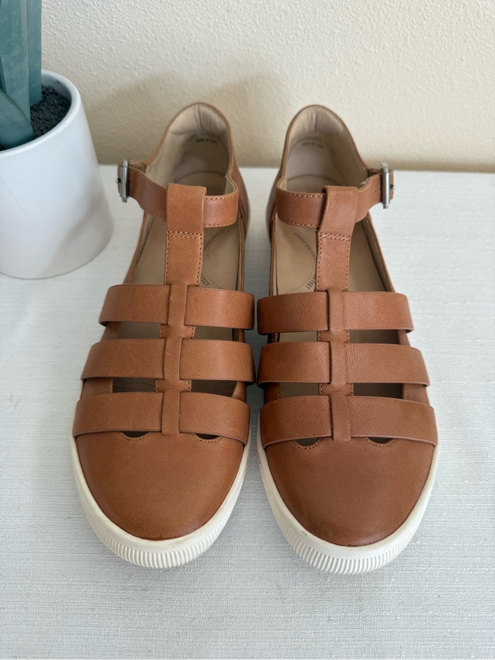 ZIERA Comfort Plus Tan Leather Fisherman Sandal Sneakers